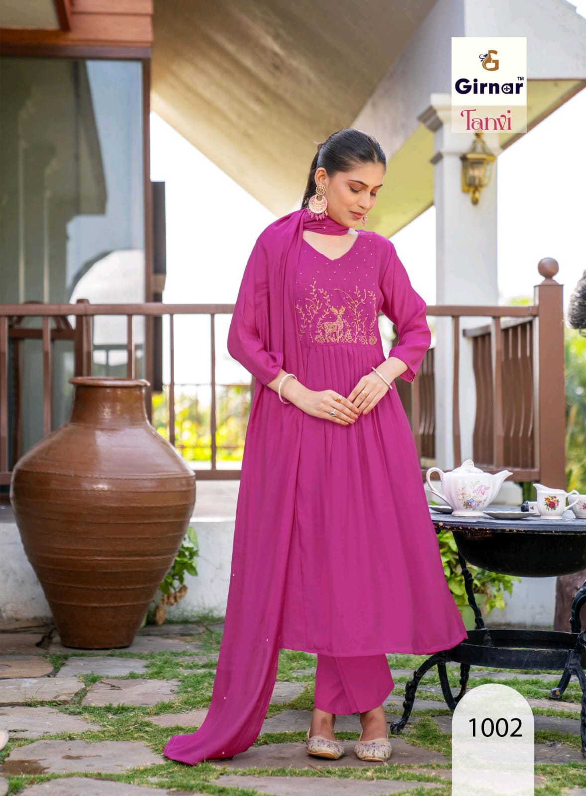 TANVI Vol 1 Mal Chanderi Anarkali Handwork 8 Pcs Set