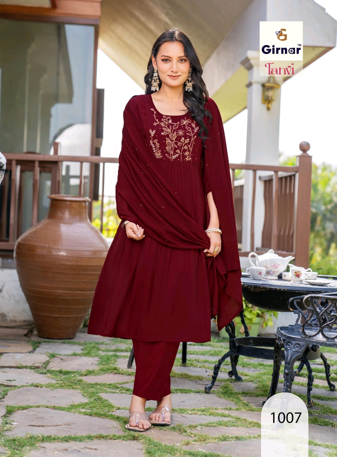 TANVI Vol 1 Mal Chanderi Anarkali Handwork 8 Pcs Set