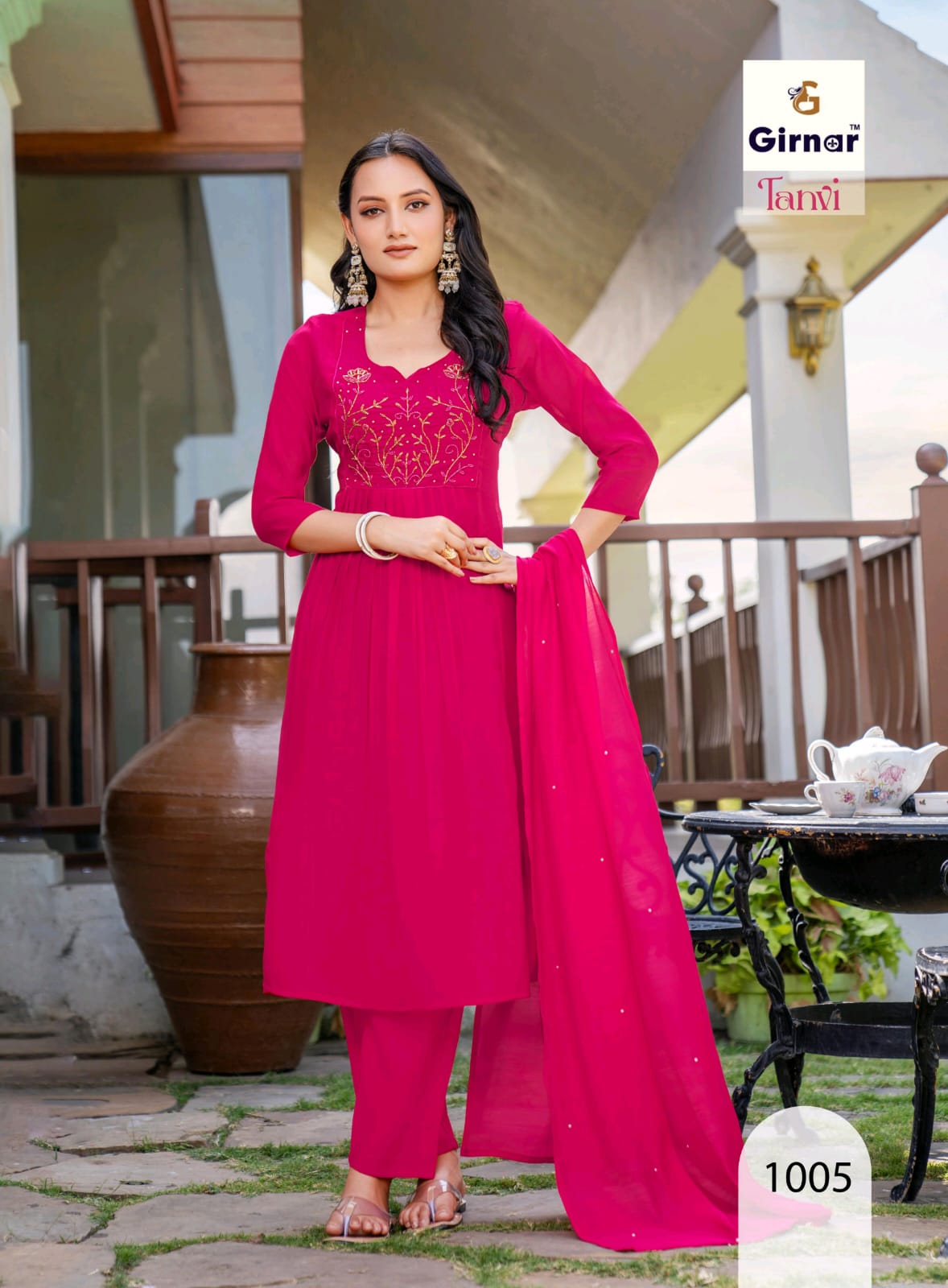 TANVI Vol 1 Mal Chanderi Anarkali Handwork 8 Pcs Set