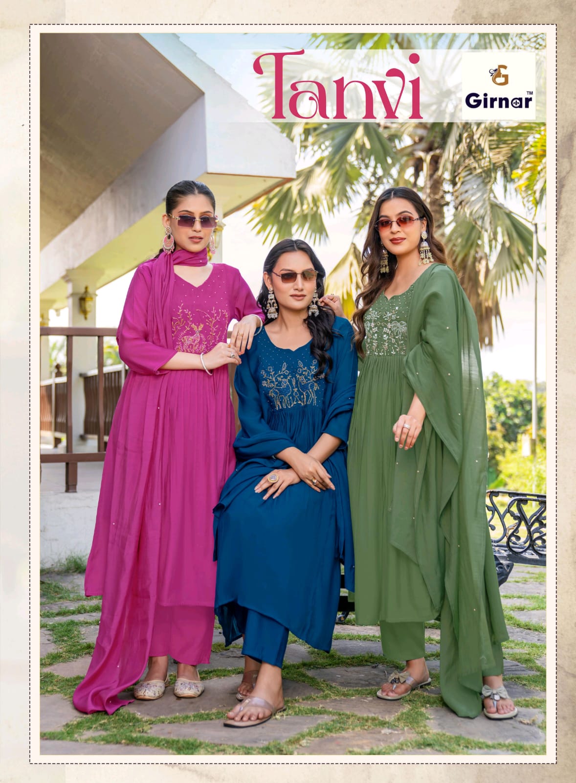 TANVI Vol 1 Mal Chanderi Anarkali Handwork 8 Pcs Set