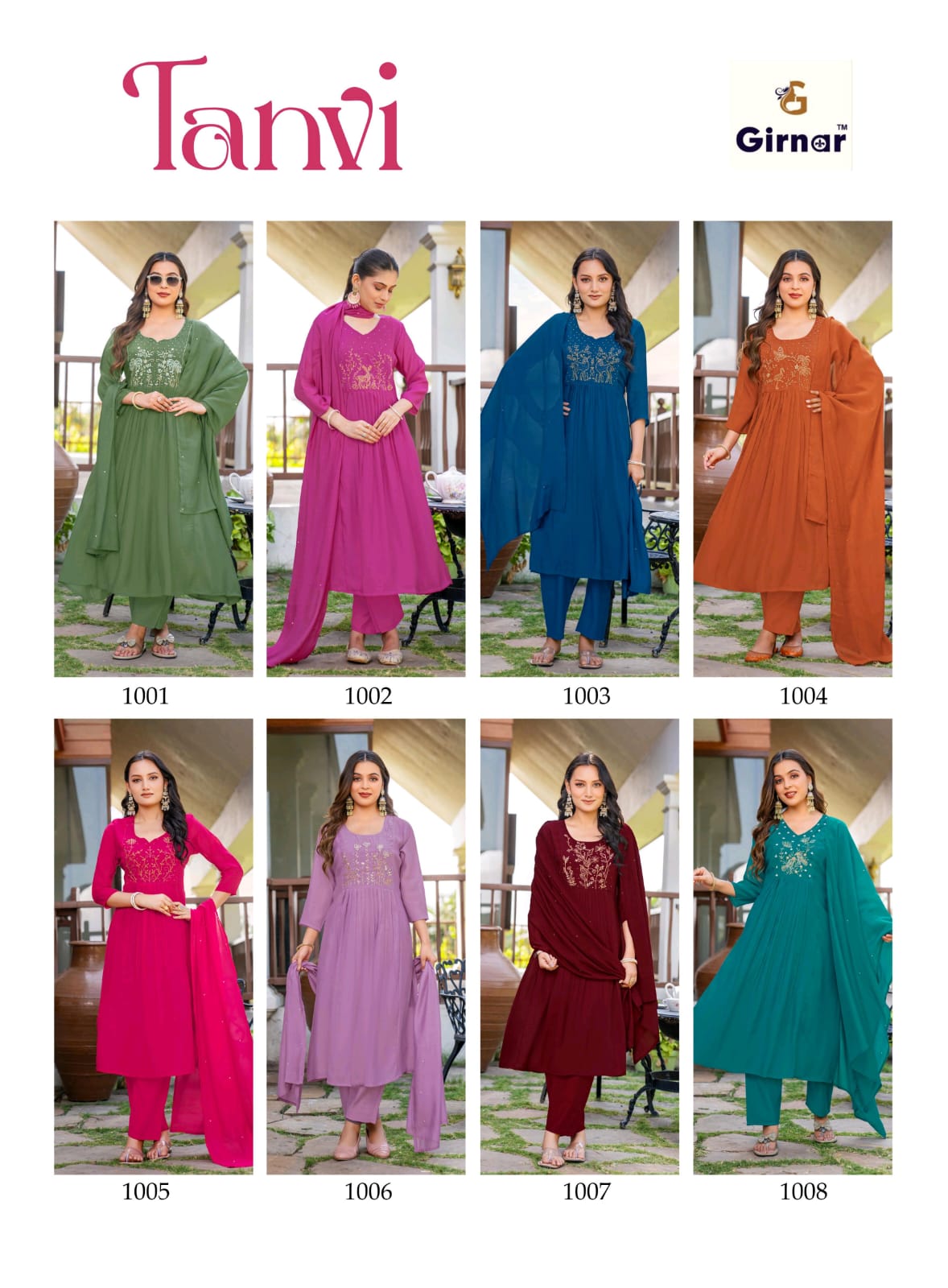 TANVI Vol 1 Mal Chanderi Anarkali Handwork 8 Pcs Set