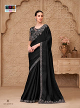 TFH Silver Screen-22 Designer Satin Crush Georgette Saree with Tussar Silk Blouse – M.R. Saree Emporium