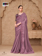 TFH Silver Screen-22 Designer Satin Crush Georgette Saree with Tussar Silk Blouse – M.R. Saree Emporium