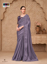 TFH Silver Screen-22 Designer Satin Crush Georgette Saree with Tussar Silk Blouse – M.R. Saree Emporium