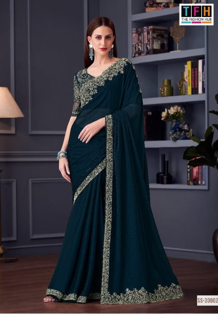 TFH Silver Screen Edition Hits SS-30002 Hit Design Party Wear Saree - 7 Pcs Set