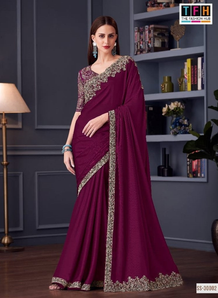TFH Silver Screen Edition Hits SS-30002 Hit Design Party Wear Saree - 7 Pcs Set