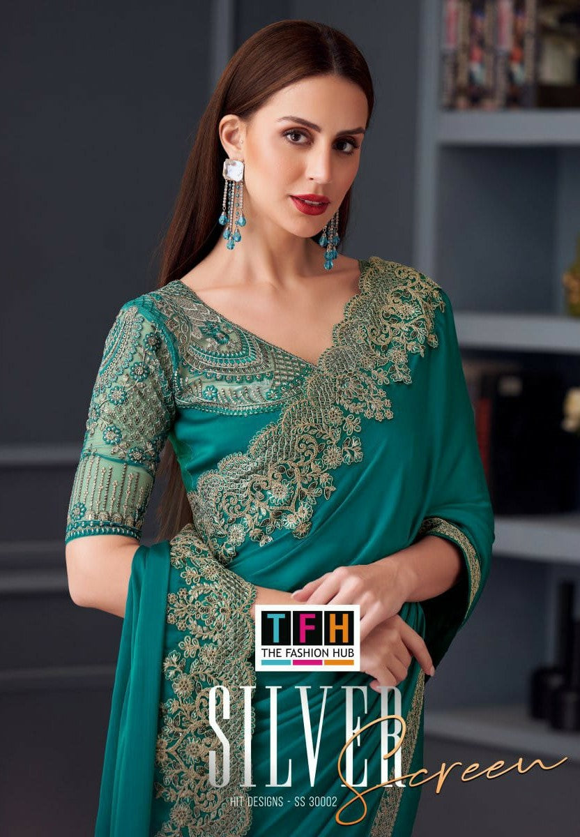 TFH Silver Screen Edition Hits SS-30002 Hit Design Party Wear Saree - 7 Pcs Set