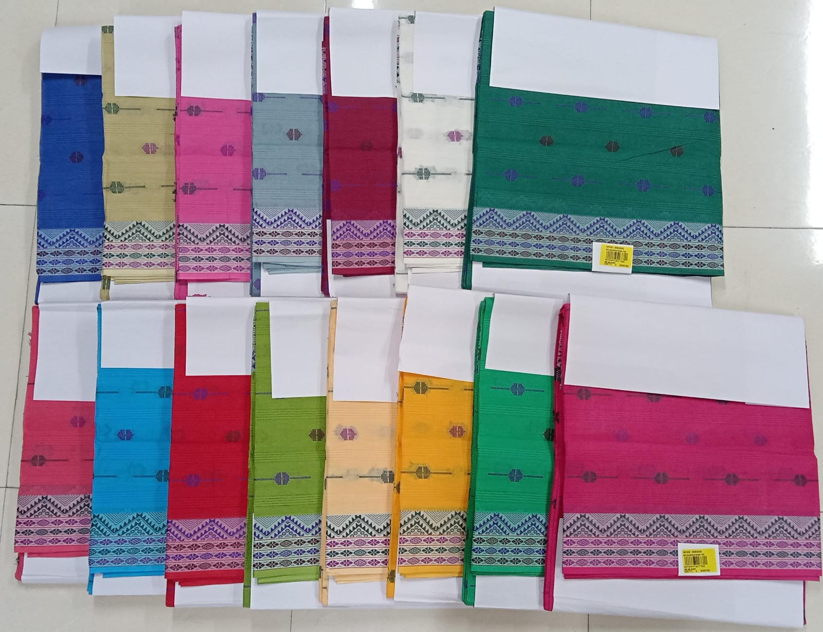 Taniya Butta Cotton Saree with Contrast Woven Border – 15 Pcs Set-M.R. Saree Emporium