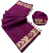 Tapti Cotton Saree with Jamdani Weaving & Zari Border-6 Pcs Set