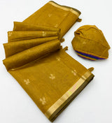 Tapti Cotton Saree with Jamdani Weaving & Zari Border-6 Pcs Set