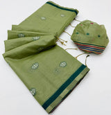 Tapti Cotton Saree - Jamdani Weaving Border & Pichwai Pallu-6 Pcs Set.
