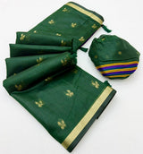 Tapti Cotton Saree with Jamdani Weaving & Zari Border-6 Pcs Set