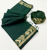 Tapti Cotton Saree with Jamdani Weaving & Zari Border-6 Pcs Set