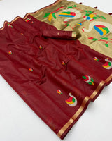 RajMata Series Jamdani Cotton Saree with Zari Border