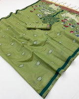 Tapti Cotton Saree - Jamdani Weaving Border & Pichwai Pallu-6 Pcs Set.