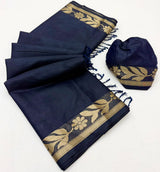Tapti Cotton Saree with Jamdani Weaving & Zari Border-6 Pcs Set