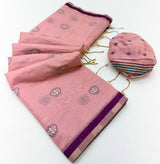 Tapti Cotton Saree - Jamdani Weaving Border & Pichwai Pallu-6 Pcs Set.