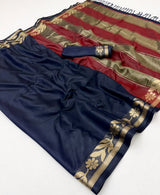 Tapti Cotton Saree with Jamdani Weaving & Zari Border-6 Pcs Set