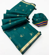 Tapti Cotton Saree with Jamdani Weaving & Zari Border-6 Pcs Set