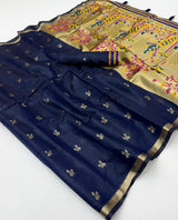 Tapti Cotton Saree with Jamdani Weaving & Zari Border-6 Pcs Set
