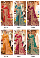 Lifestyle Tarang Silk Vol-09 – Kanchi Silk Fancy Saree with Mor Design & Rich Pallu (6 Pcs Set) – M.R. Saree Emporium