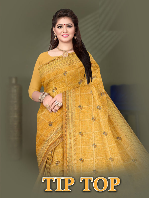 Fancy Printed Cotton Saree – Tip Top-M.R. Saree Emporium