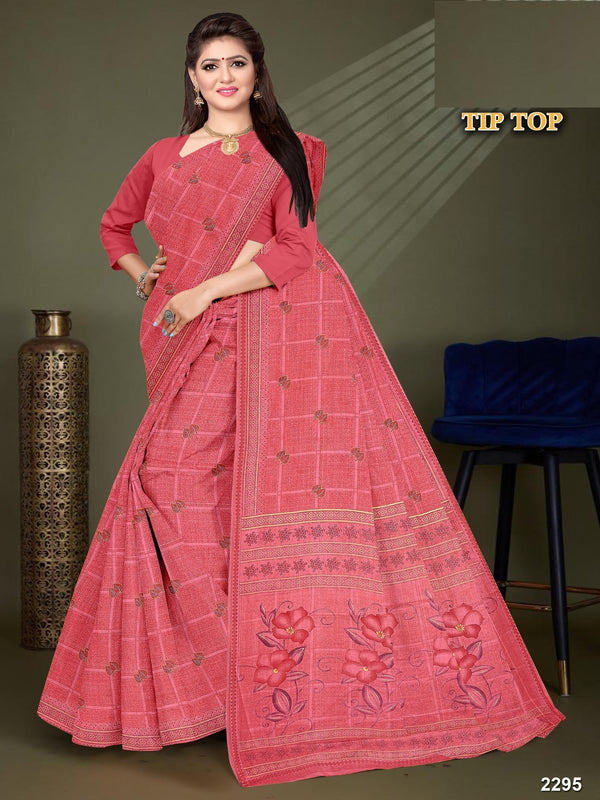 Fancy Printed Cotton Saree – Tip Top-M.R. Saree Emporium