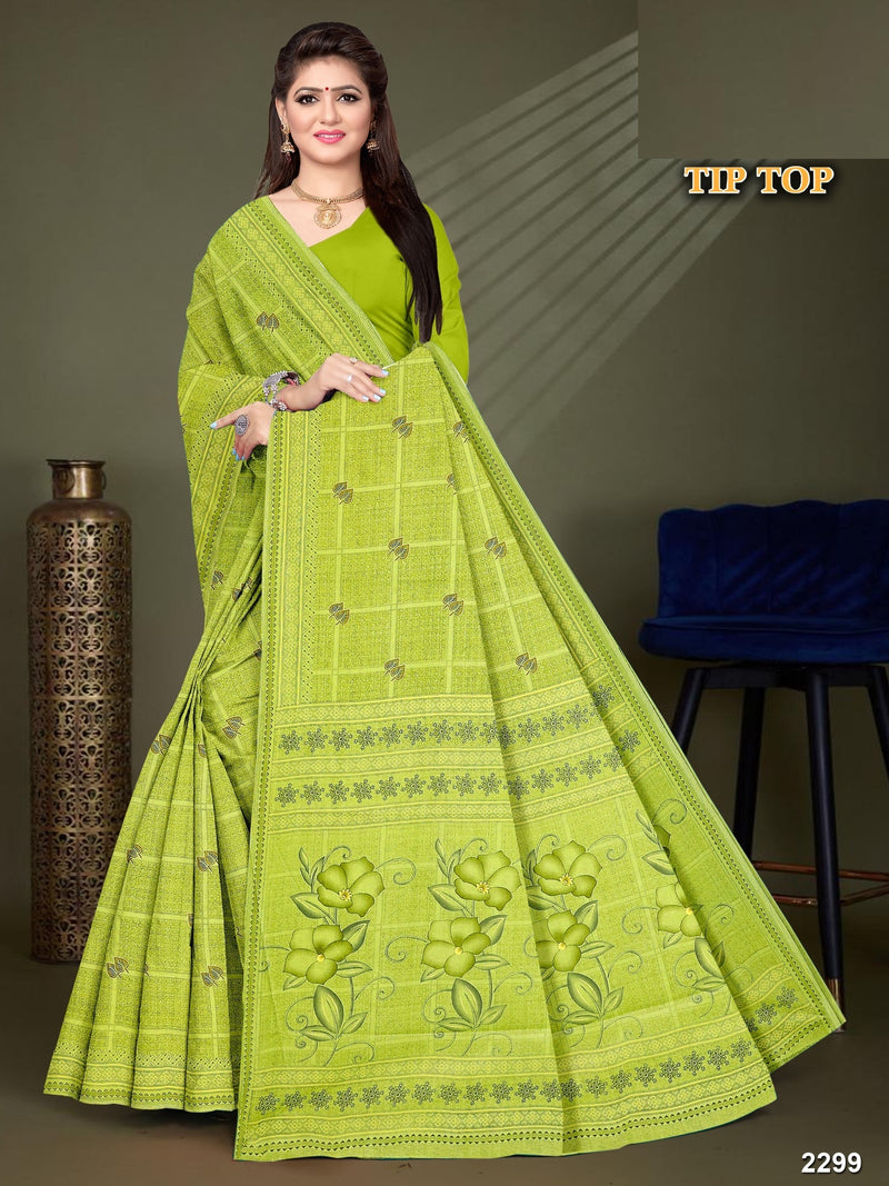 Fancy Printed Cotton Saree – Tip Top-M.R. Saree Emporium