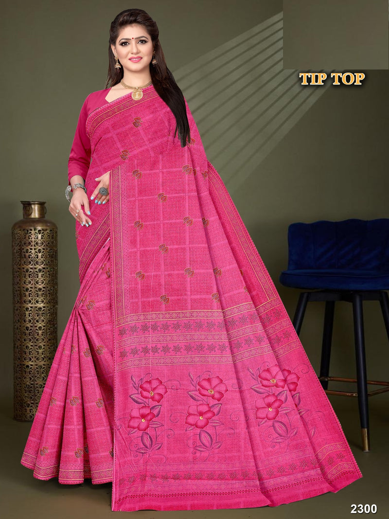 Fancy Printed Cotton Saree – Tip Top-M.R. Saree Emporium