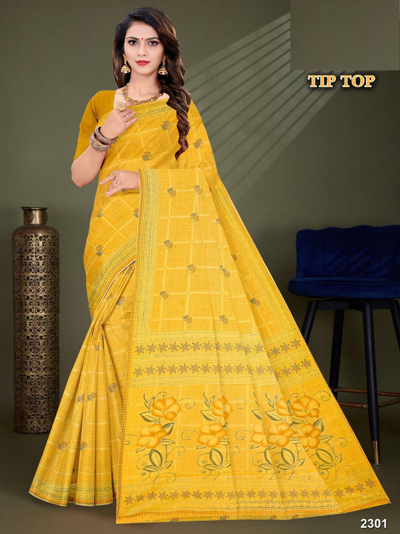 Fancy Printed Cotton Saree – Tip Top-M.R. Saree Emporium