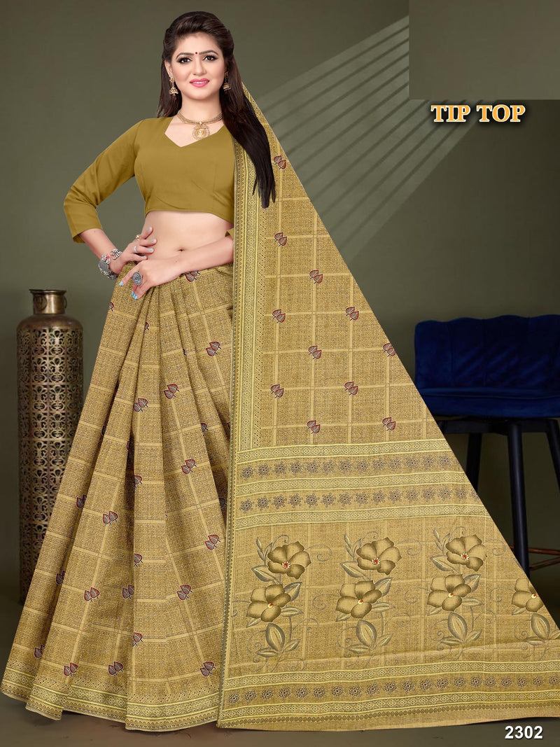Fancy Printed Cotton Saree – Tip Top-M.R. Saree Emporium