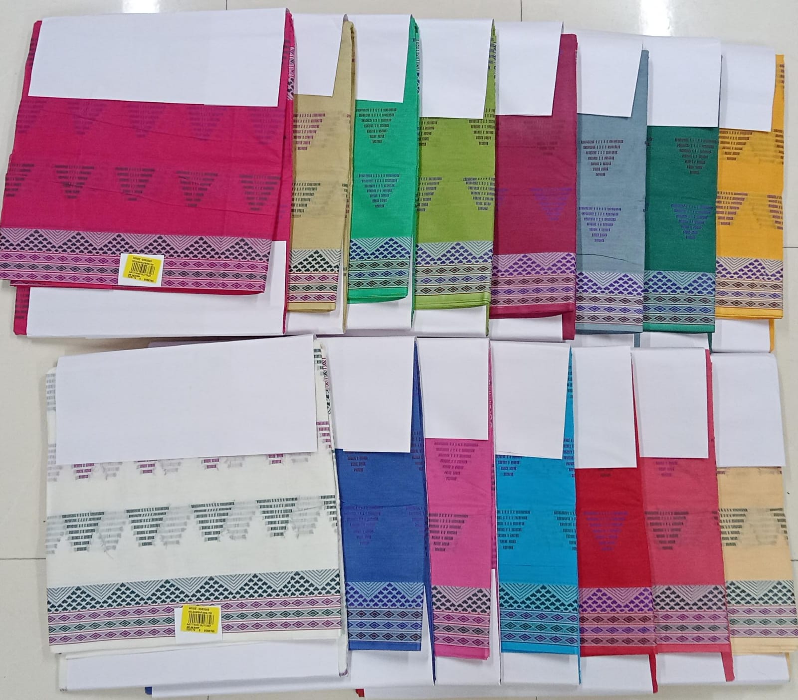 Titanic Butta Cotton Saree with Contrast Woven Border – 15 Pcs Set-M.R. Saree Emporium