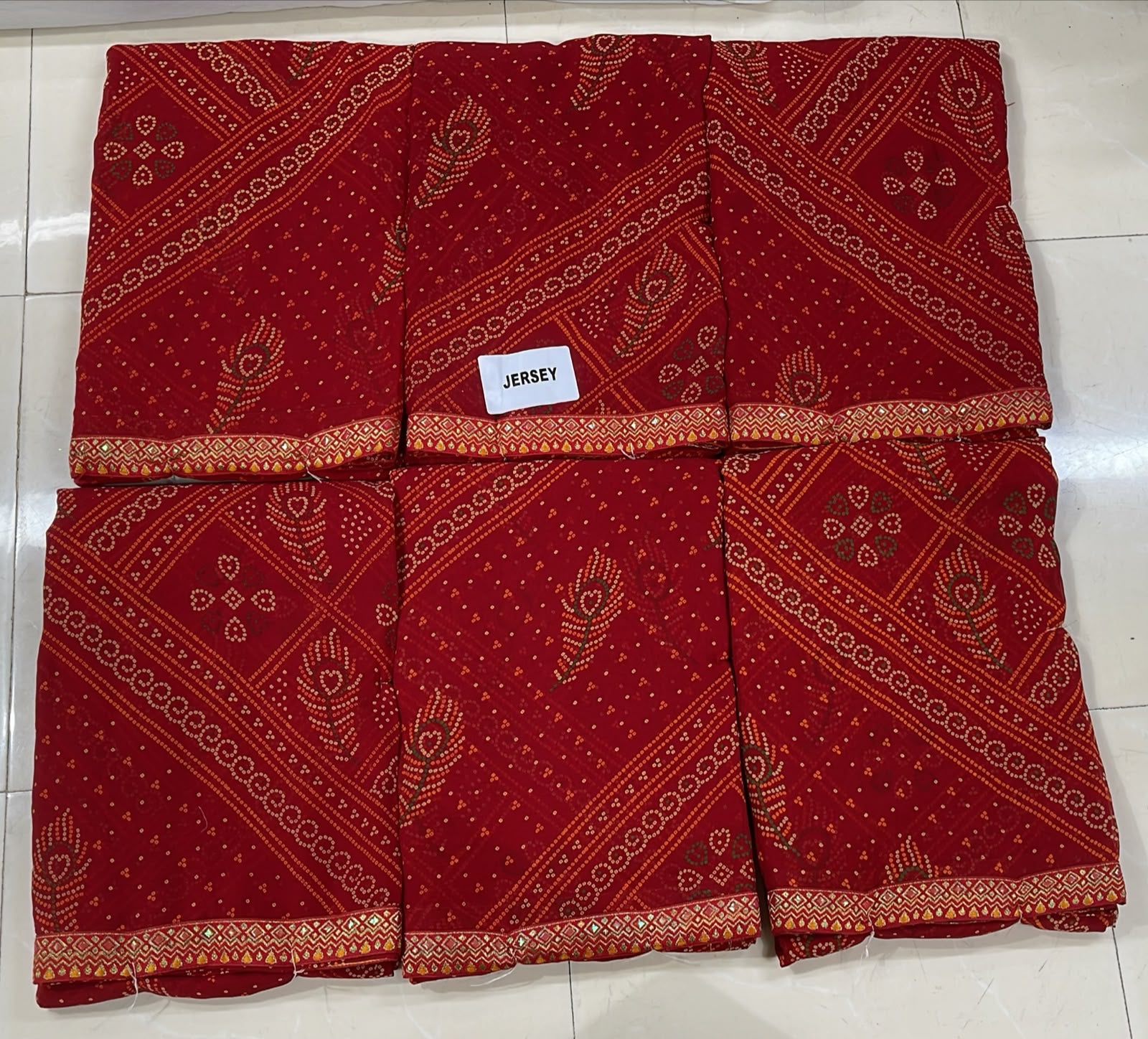 Latest Bandhani Chiffon Saree - Traditional Designer 6 Pcs Wholesale Set