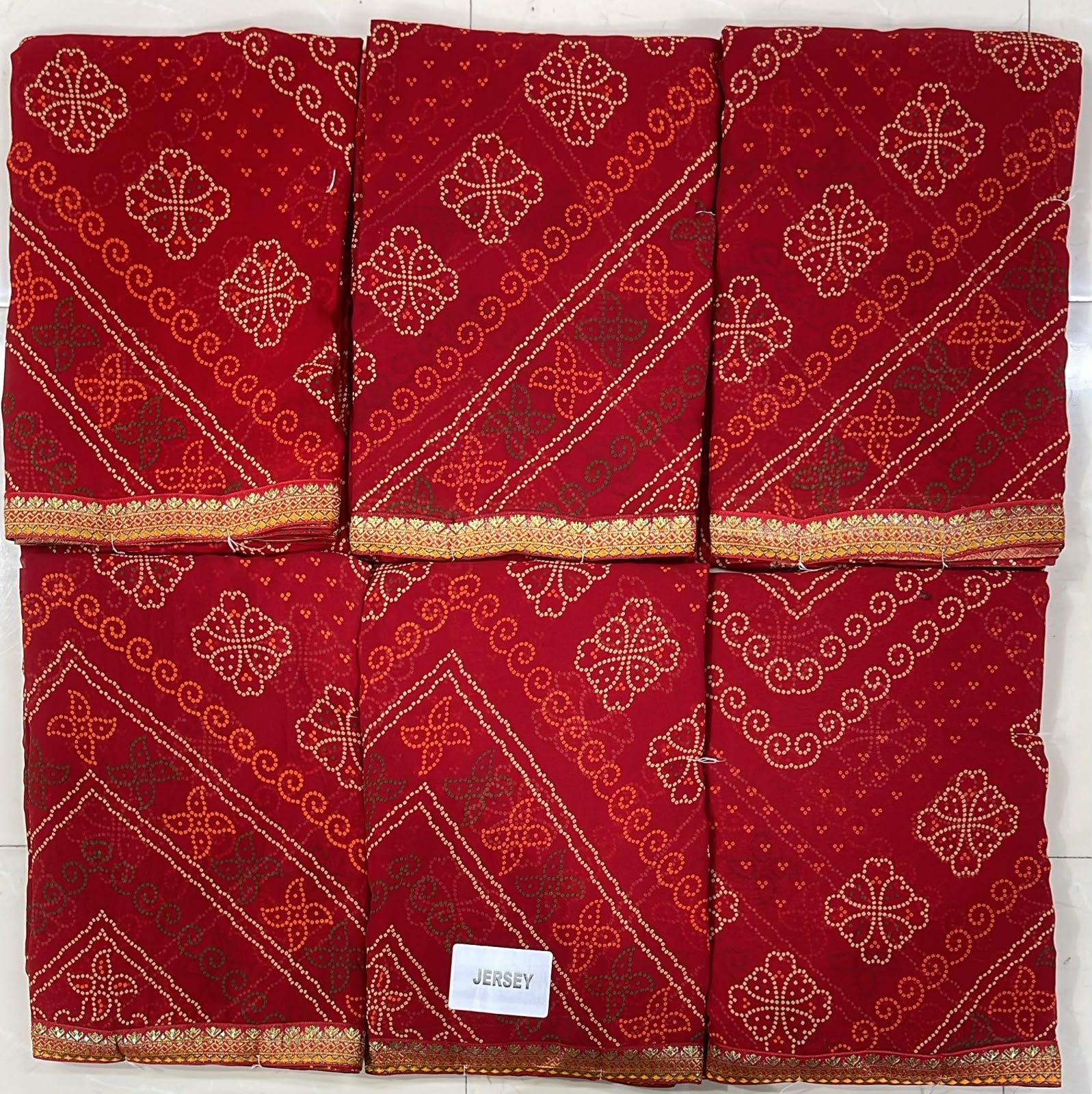 Latest Bandhani Chiffon Saree - Traditional Designer 6 Pcs Wholesale Set