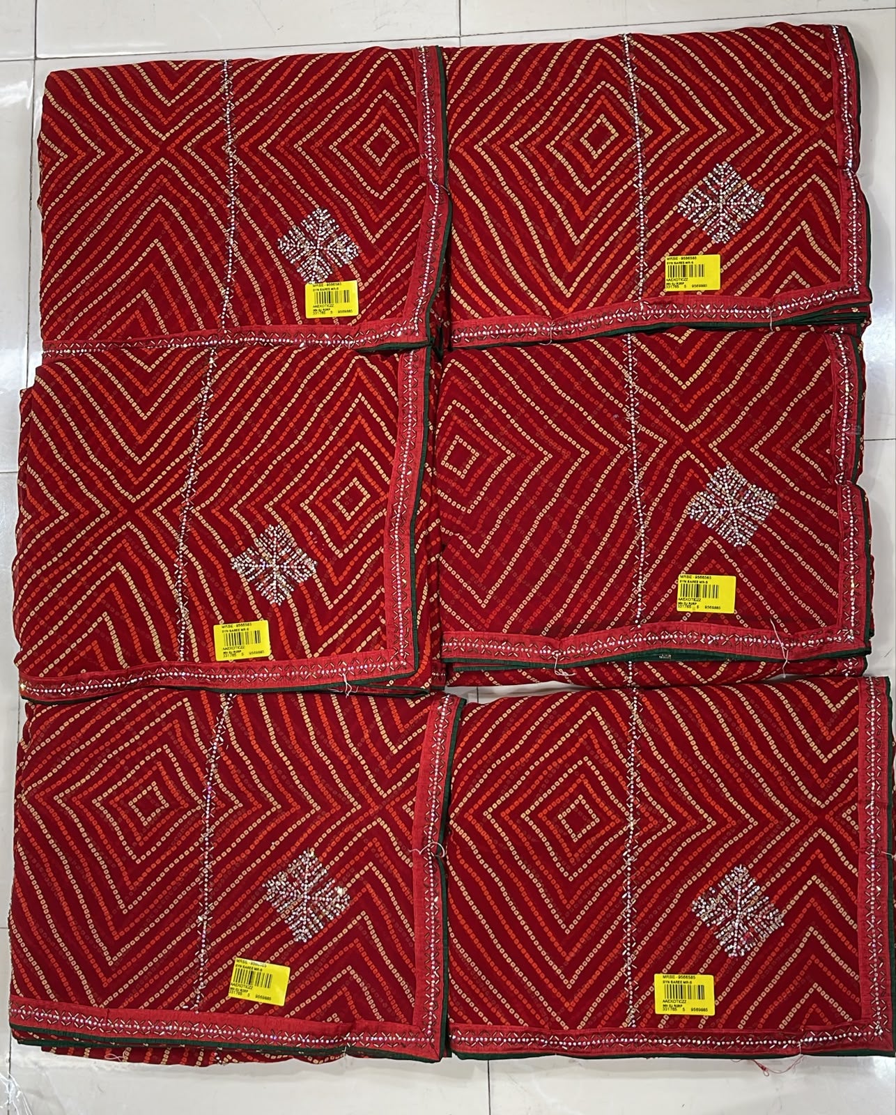 Latest Bandhani Chiffon Saree - Designer Printed Party Wear 6 Pcs Set