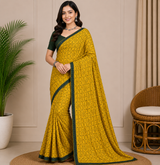 Latest Bandhani Chiffon Saree - Designer Printed 6 Pcs Wholesale Set