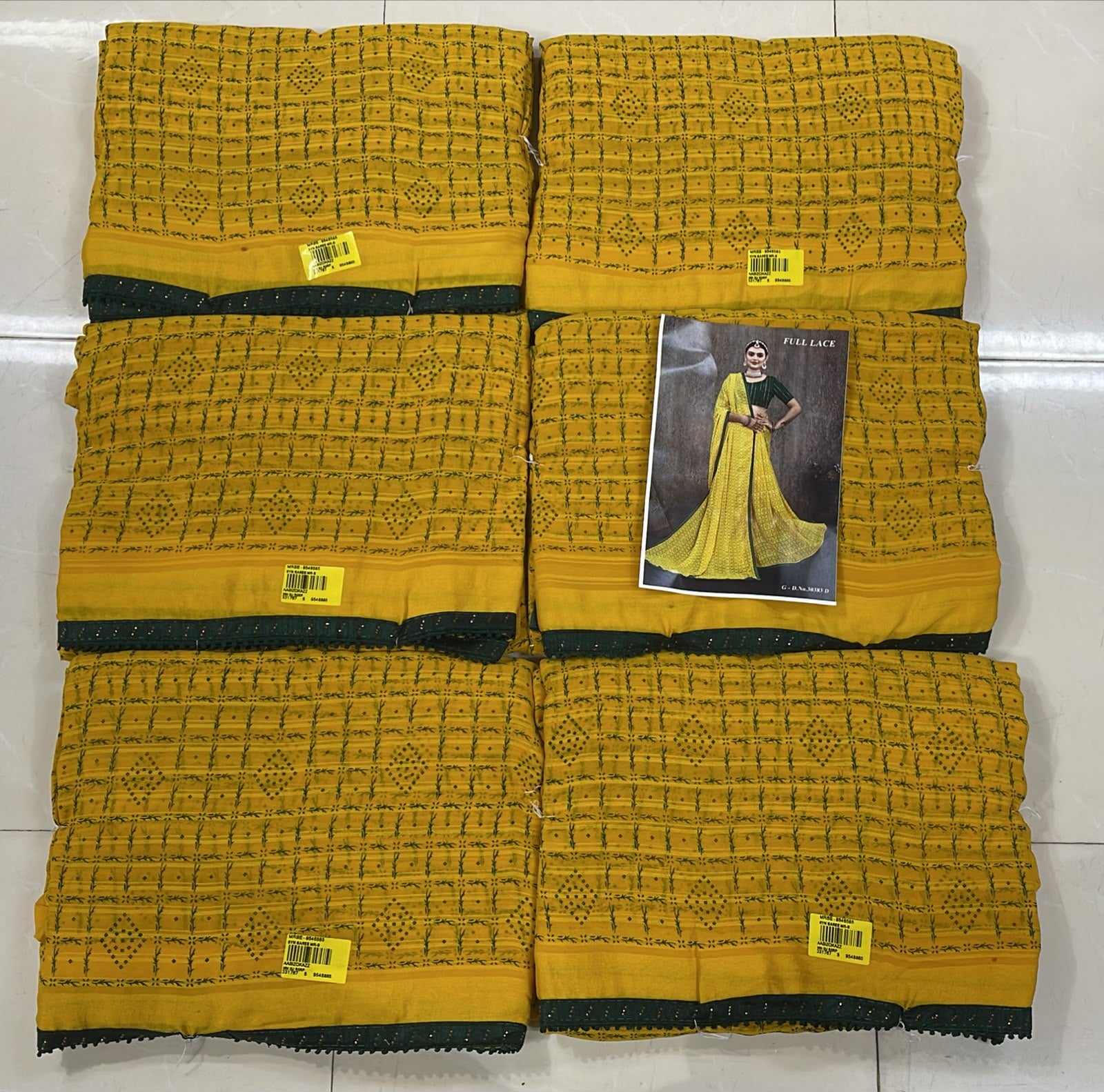 Latest Bandhani Chiffon Saree - Designer Printed 6 Pcs Wholesale Set