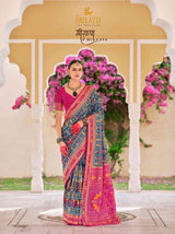 Trirath Miraaya Grey Pink Mercerized Sigma Silk Traditional Designer Saree D.No TR-10458 (Single Piece) – M.R. Saree Emporium