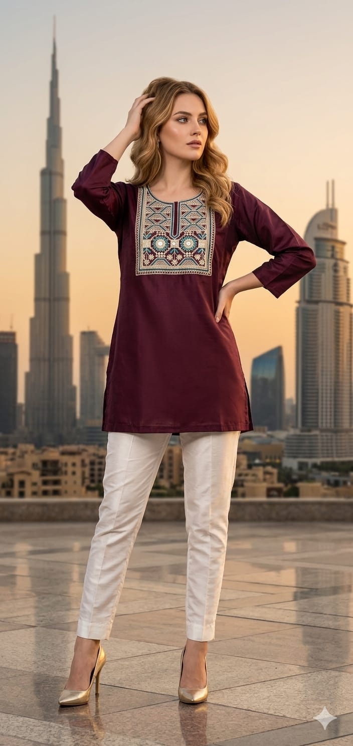 Gaji Silk Tunic Vol 4 Embroidered Women's Tunic Top L-XXL - 4 Pcs Set