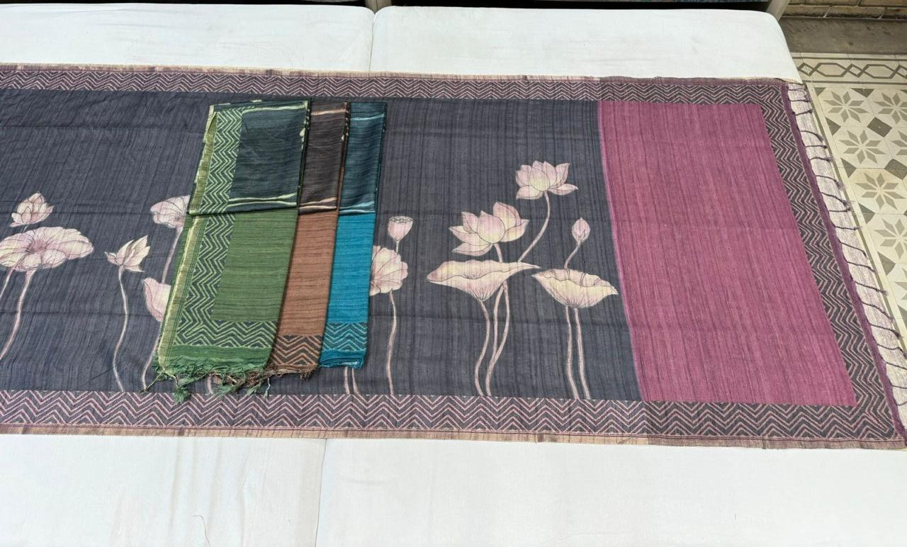 UVS Vyom Silk Linen Saree - Diagonal Weave Design - Rich Pallu - Elegant Border - Premium Wear - 7 Pcs Set - M.R. Saree Emporium