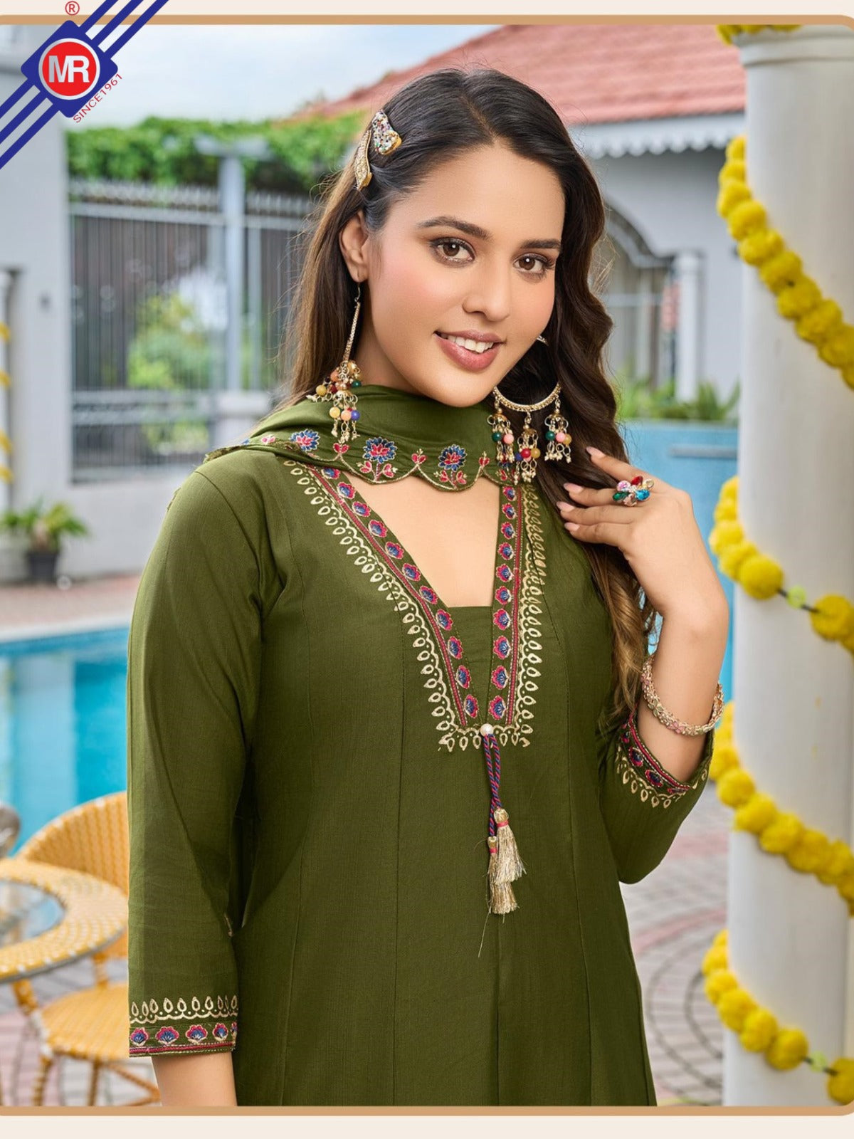 VIDHI – Stitched 3 Piece Anarkali Concept Dress | Vertican Top & Bottom | Chanderi Dupatta – M.R. Saree Emporium