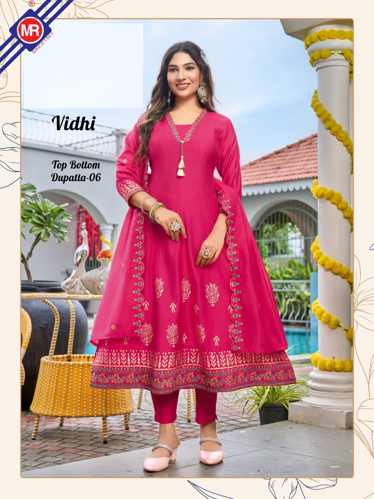 VIDHI – Stitched 3 Piece Anarkali Concept Dress | Vertican Top & Bottom | Chanderi Dupatta – M.R. Saree Emporium