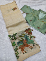 Vallabhi Digital Print Linen Silk Saree - Designer Blouse Included - Premium Printed Saree Collection - M.R. Saree Emporium