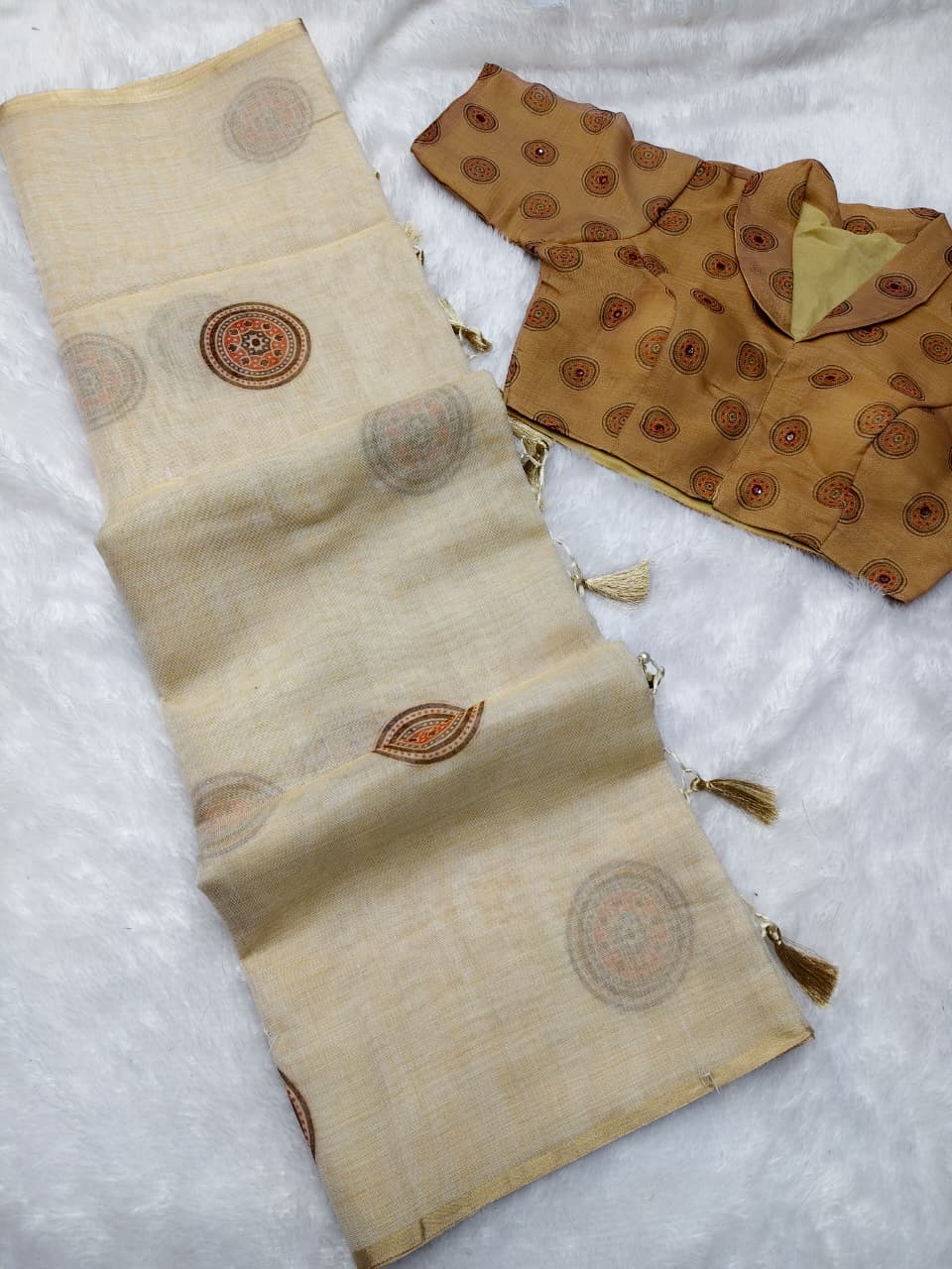 Vallabhi Digital Print Linen Silk Saree - Designer Blouse Included - Premium Printed Saree Collection - M.R. Saree Emporium