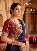 Vallabhi Prints Krishnakali Fancy Saree with Embroidery Stitched Ready Blouse – M.R. Saree Emporium (4 Pcs Set)