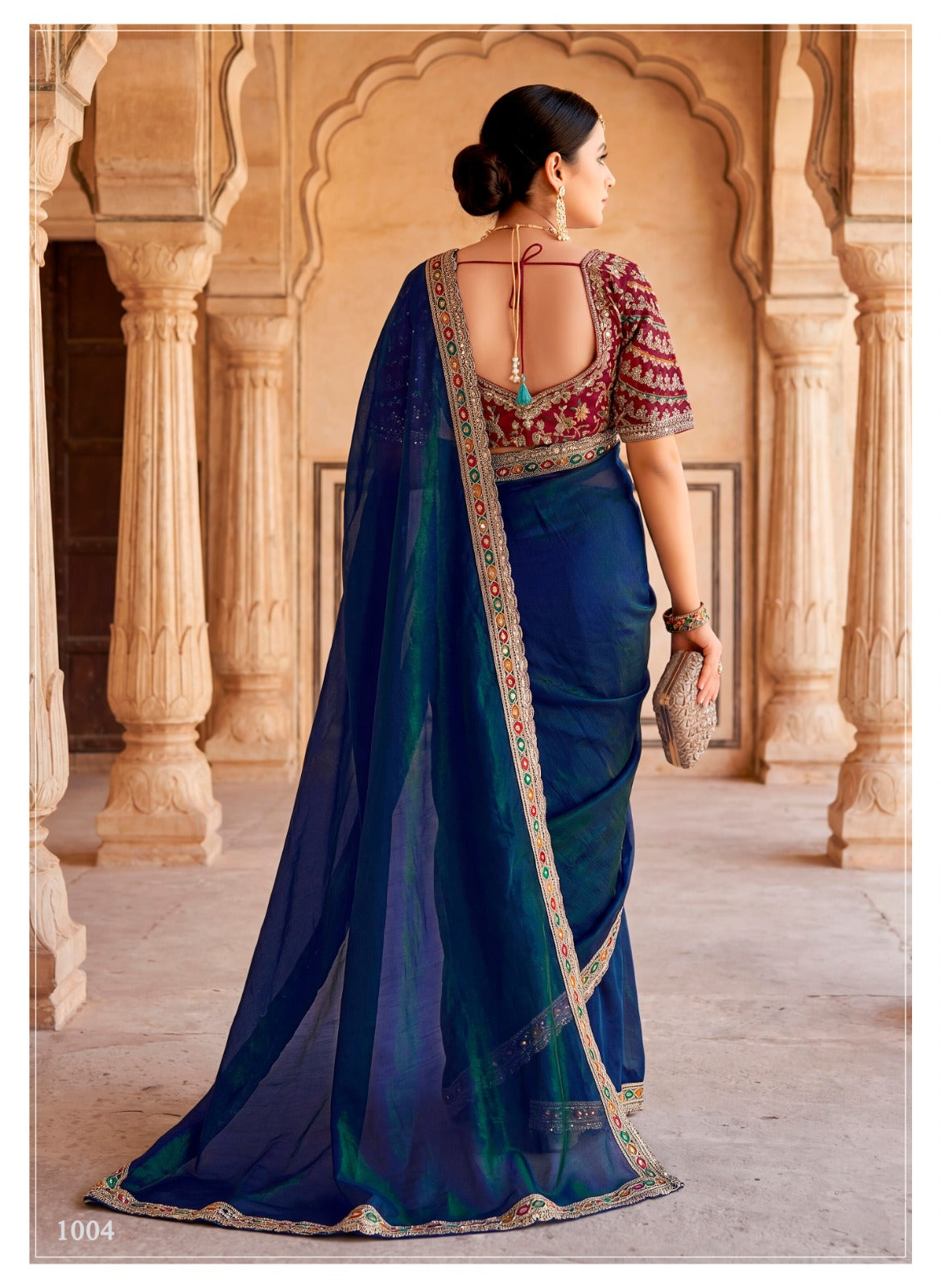 Vallabhi Prints Krishnakali Fancy Saree with Embroidery Stitched Ready Blouse – M.R. Saree Emporium (4 Pcs Set)