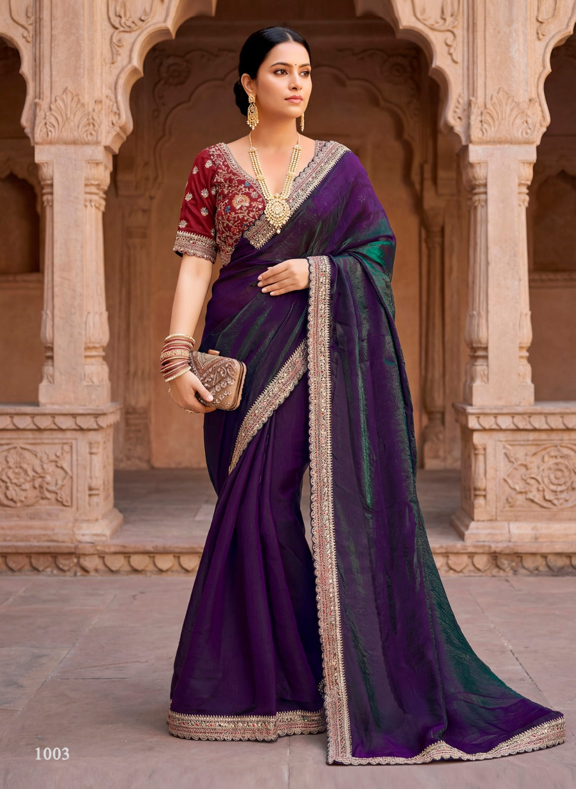 Vallabhi Prints Krishnakali Fancy Saree with Embroidery Stitched Ready Blouse – M.R. Saree Emporium (4 Pcs Set)