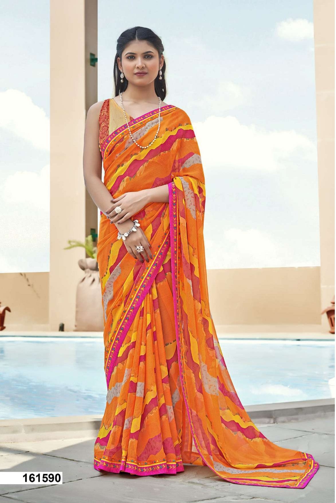 Vallabhi Mona Fancy Printed Saree – Premium Soft Fabric with Designer Border -M.R. Saree Emporium