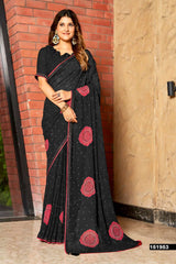 Vedakshi Fancy Print Saree – Swarovski Work M.R. Saree Emporium