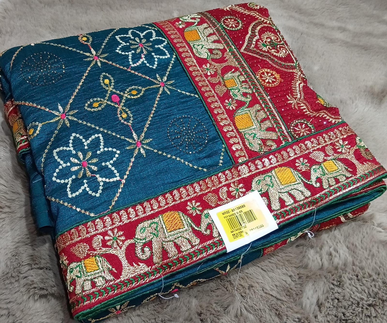Vichitra Silk Fancy Work Saree with Fancy Border Set of 5 pcs – M.R. Saree Emporium